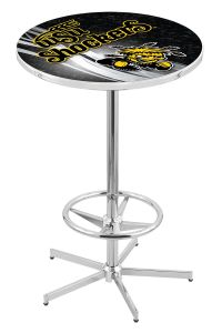 L216  Pub Table- 42" High with a 28" Top Featuring the Wichita State Shockers Chrome Base Pub Table